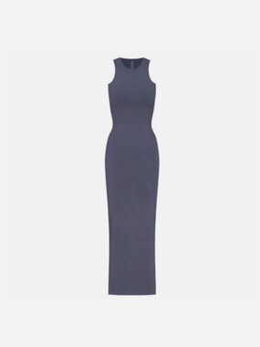 Skims Outdoor Tank Maxi Dress High Neck Sexy Casual Steel Blue EUC Large L